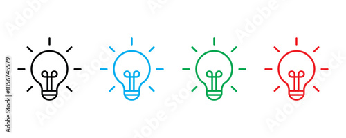 Light bulb icon set vector on white background. idea, innovation, creativity, inspiration symbol. vector illustration.