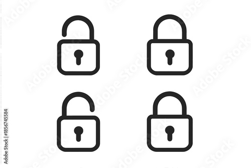 Four Lock Icons on a Gradient Background