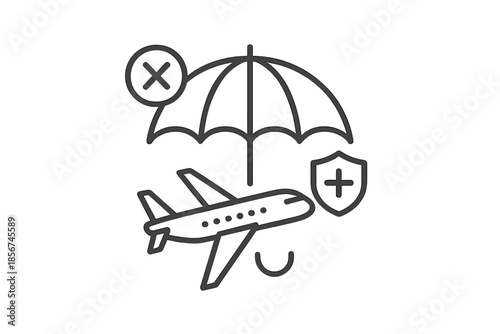 Travel Insurance Icon with Airplane