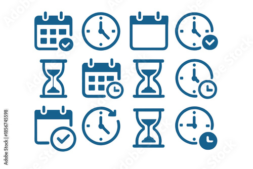 Calendar and clock icons with glowing effect