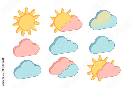 Weather icons with glowing neon outline