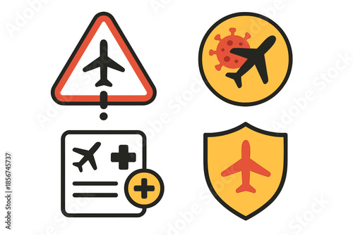 Collection of four aviation safety and health icons