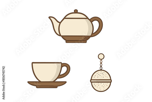 Tea Time Set with Teapot, Cup, and Tea Infuser