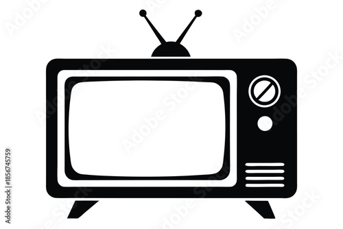 television silhouette line art vector illustration