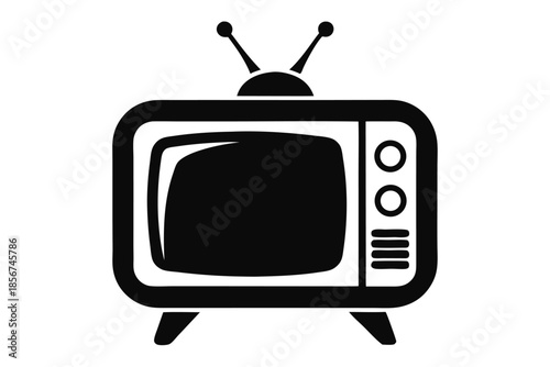 television silhouette line art vector illustration