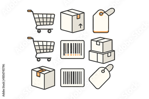 Shopping and delivery icons