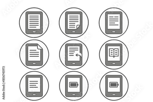 E-reader icons with different functions