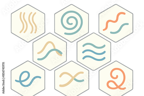 Abstract Geometric Icons Representing Elements