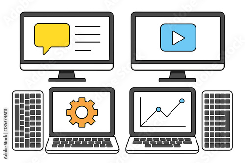 Workspace with multiple screens and devices