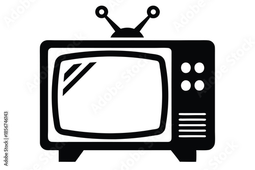 television silhouette line art vector illustration