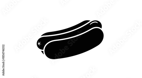 Black Sausage Isolated on White Background.