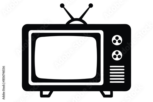 television silhouette line art vector illustration