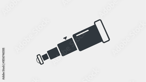 An illustration of a telescope viewed from a slight angle on a plain white background
