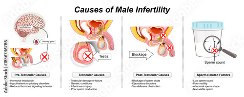 Male Infertility medical flashcard illustration