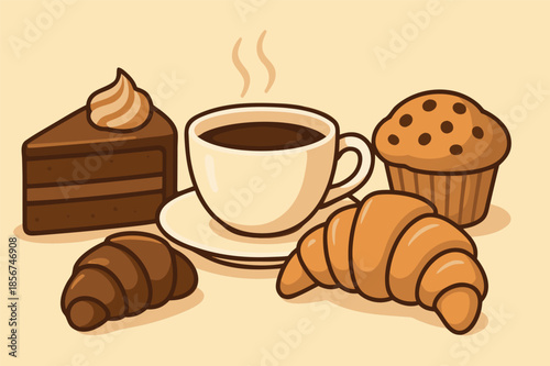 Coffee Shop Floor Plan Icon Illustration with Table Layout