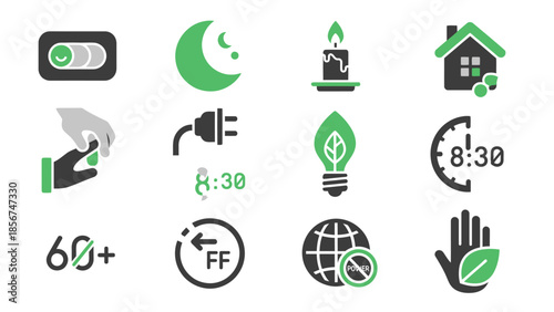 Collection of Green Energy Icons Symbols.