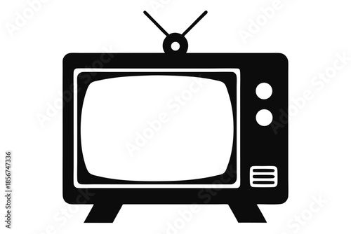 television silhouette line art vector illustration
