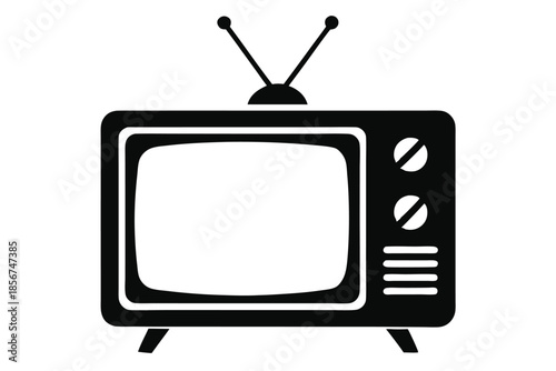 television silhouette line art vector illustration