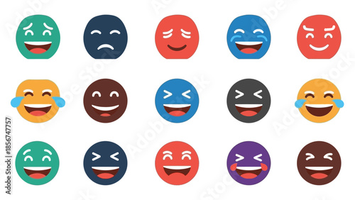 Set of diverse cartoon emoticon faces.