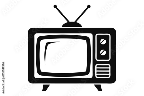 television silhouette line art vector illustration