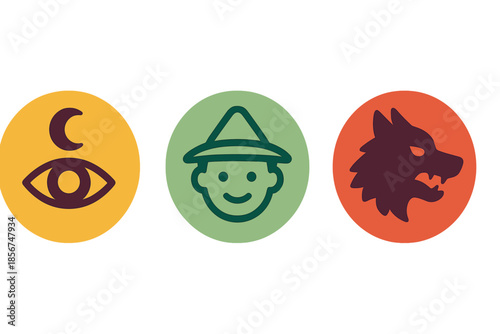 Three stylized icons on a gradient background