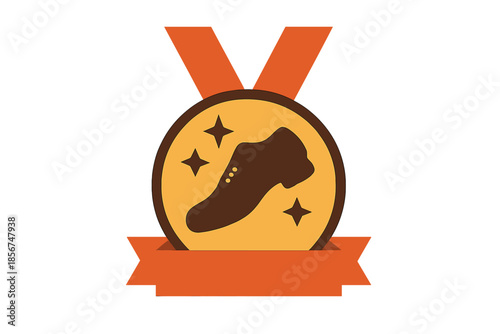 Gold Medal with Shoe Icon and Ribbon