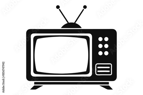 television silhouette line art vector illustration