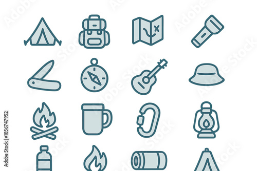 Camping and Outdoor Adventure Icon Set