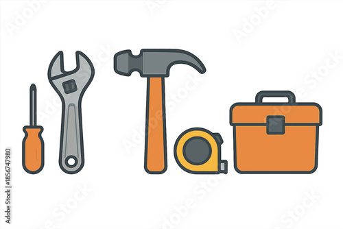 Set of assorted tools and toolbox