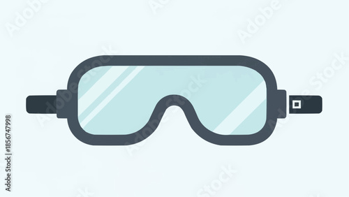 A person wearing protective goggles with a sleek design and adjustable strap, perfect for industrial or scientific environments