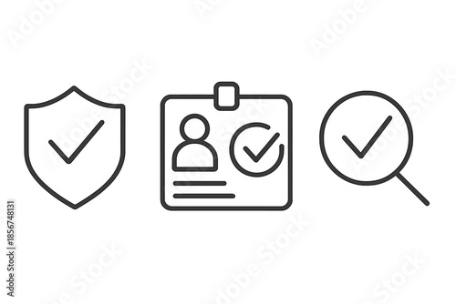 Security, ID, and Search icons with checkmarks
