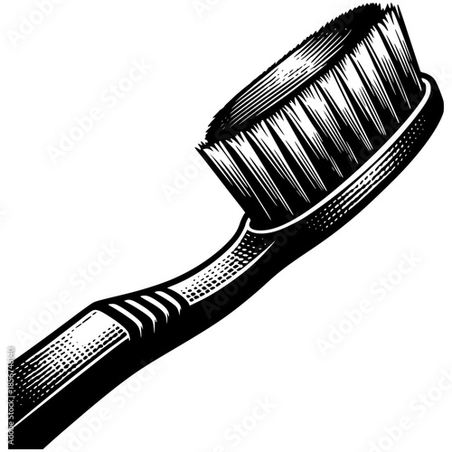 Black plastic tooth brush isolated on white background