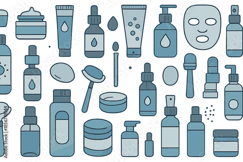 Skincare flat design pattern with beauty products