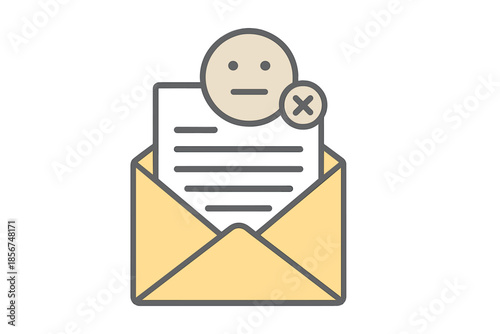 Email with neutral face and cross icon