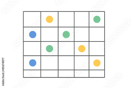 Grid with glowing colored circles