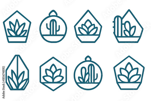 Collection of stylized succulent and cactus icons