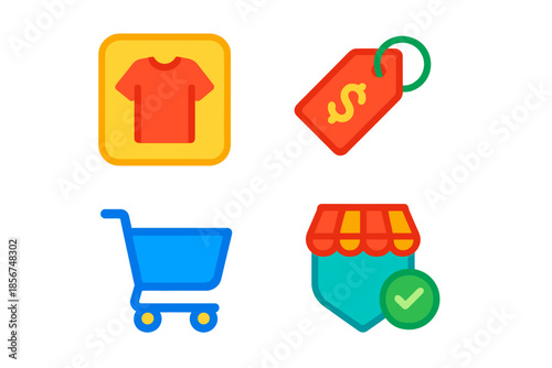 E-commerce icons with glowing effects
