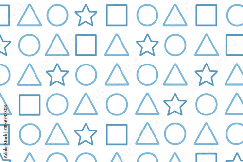 Geometric shapes pattern on a blue background