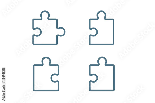 Four blue puzzle pieces arranged in a grid on a gradient background