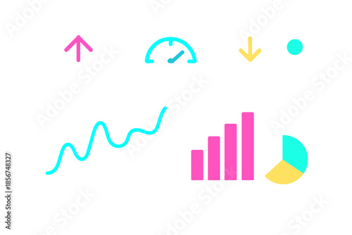 Neon graphs and icons with abstract background