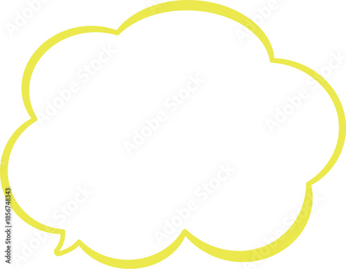黄色の縁取りの雲の形をしたふきだし。広いテキストスペースとシンプルさで使いやすい。