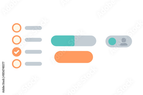 Glowy UI Elements with Checkmark and User Icon