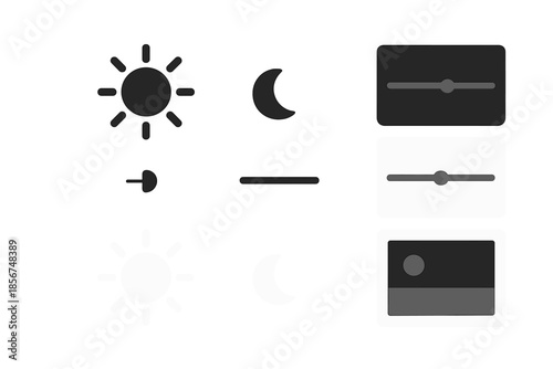 Brightness and contrast sliders with sun and moon icons