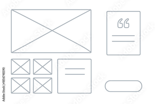 Wireframe layout with placeholders for content