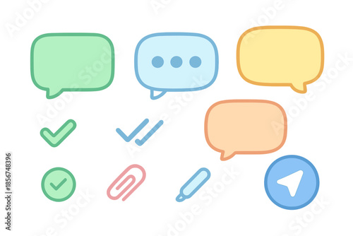 Neon-style communication and productivity icons on dark background