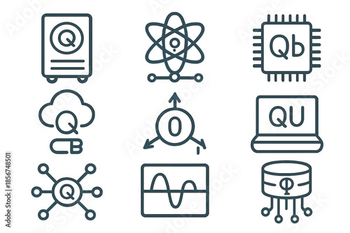 Quantum Computing Icons and Symbols