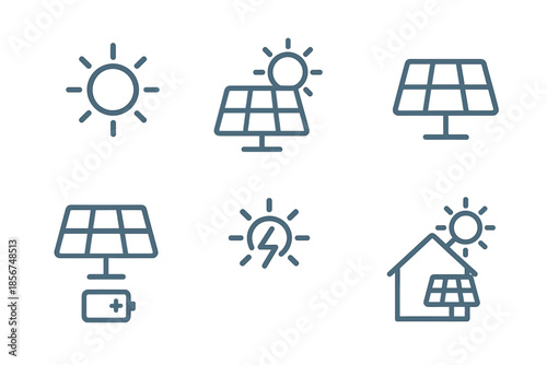Solar power icons on dark textured background