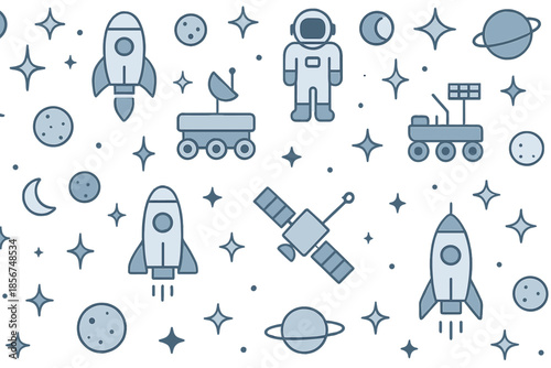 Space Icons Seamless Pattern Background