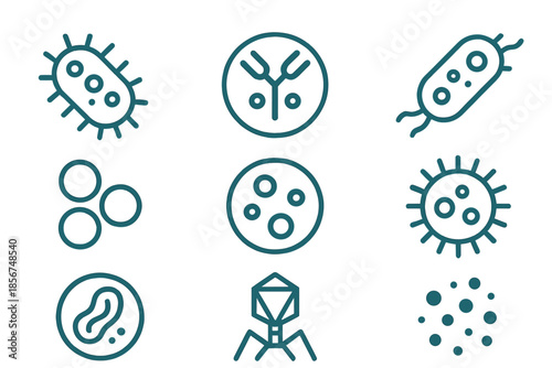Microbiology Icons with Glowing Effect