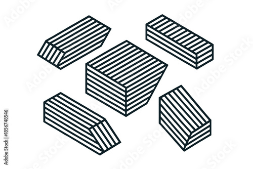 Isometric stacked wood blocks